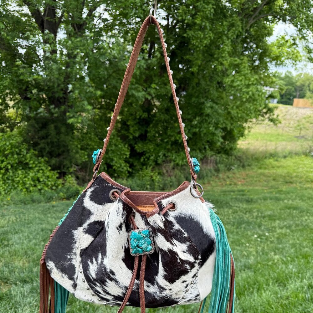 AMERICAN DARLING- COWHIDE LEATHER TOTE HOBO BAG PURSE